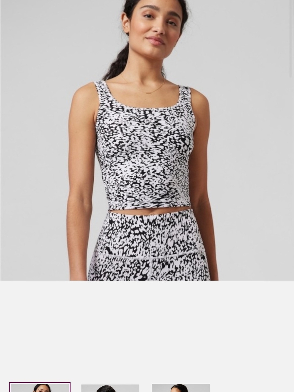 Athleta Black & White Printed Scoop Neck Crop Tank
